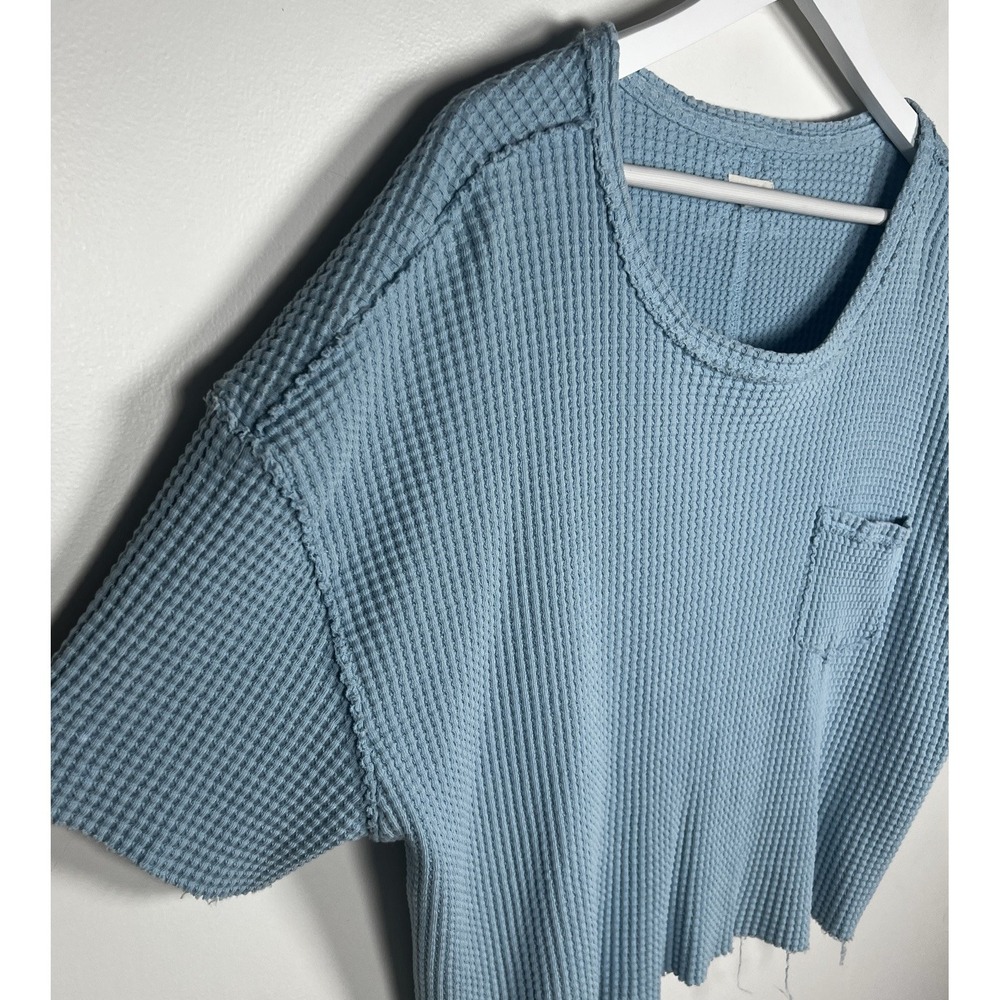 Pilcro Anthropologie Light Blue Short Sleeve Scoop Neck Thick Waffle Tee Small - Picture 4 of 8